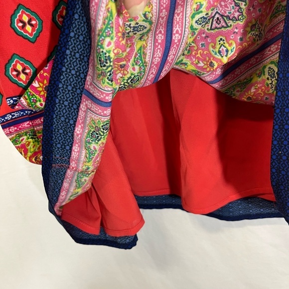 Skies Are Blue Mini Tank Dress Orange Retro Print Sheath Dress Strappy Size L - Picture 6 of 8